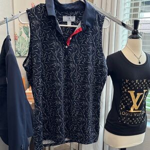 Sport Haley Navy Sleeveless Polo Shirt with Pattern